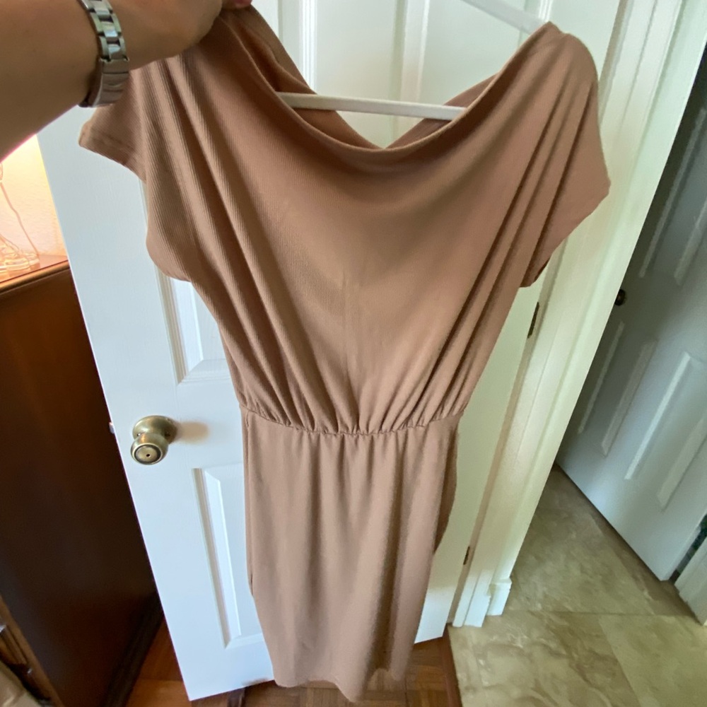 Elegant Tan Midi Dress